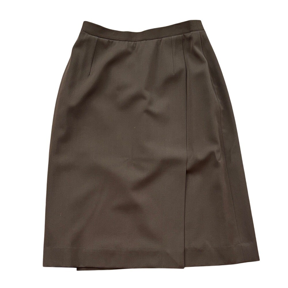 Vintage Burberrys Brown Wool A-Line Pencil Skirt Womens Size 8 Made in England